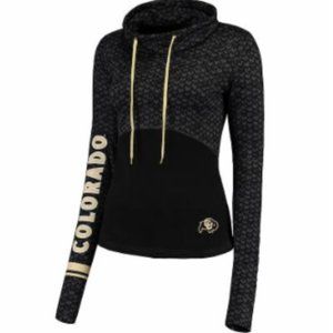 Women's Colosseum Black Colorado Buffaloes Scaled Cowl Neck Pullover Hoodie